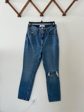 Abercrombie & Fitch Straight-Leg Distressed Blue Jeans
